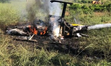Helicóptero cai em fazenda próxima   Planaltina -PR
