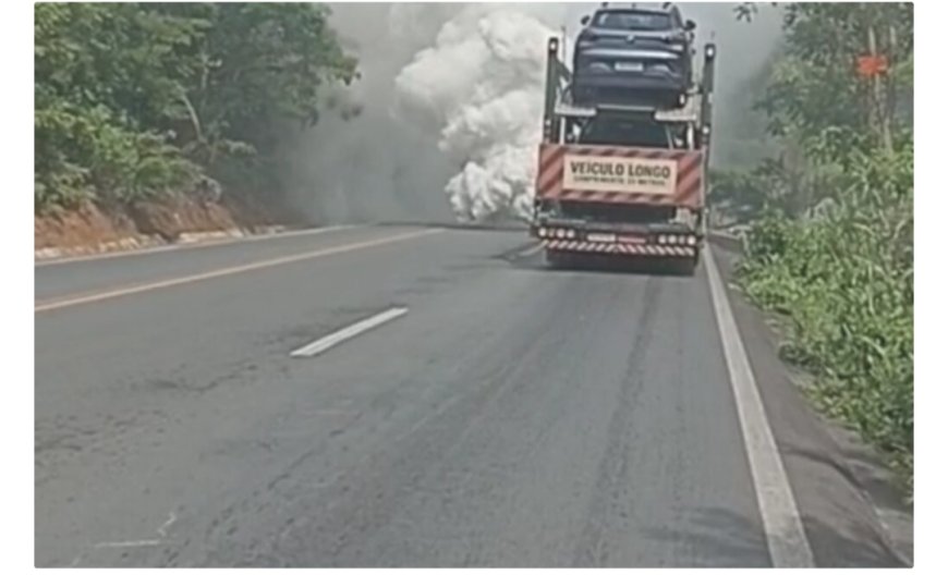 Falha mecânica em cegonheiro mobiliza atenção na BR-020, entre Simolândia e Posse