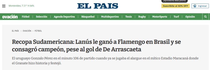 Jornais internacionais repercutem vice do Flamengo e citam "Maracanazo"