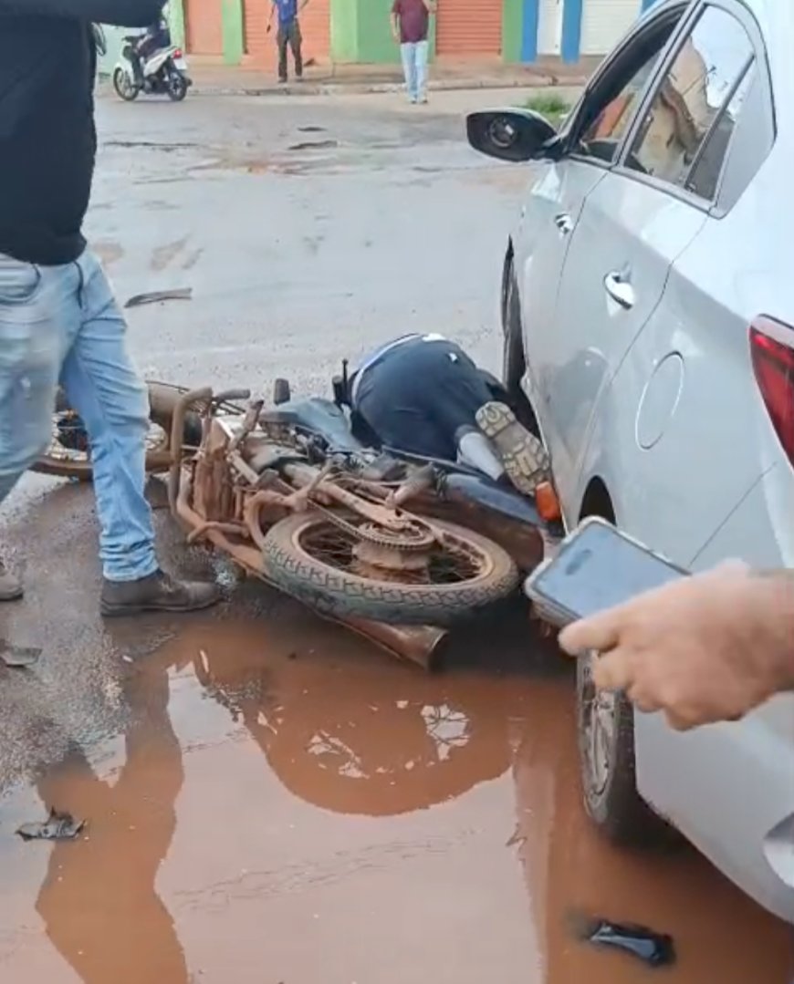 Acidente na Avenida Brasília deixa motociclista gravemente  ferido em Formosa