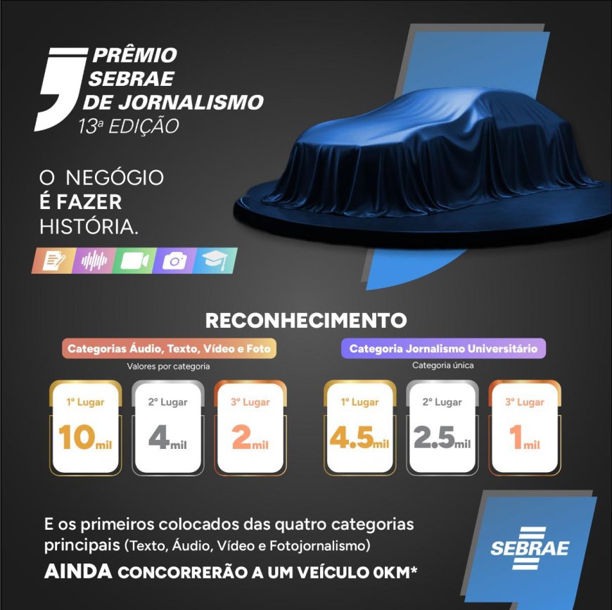 Prêmio Sebrae de Jornalismo terá premiação em dinheiro na etapa estadual em Goiás